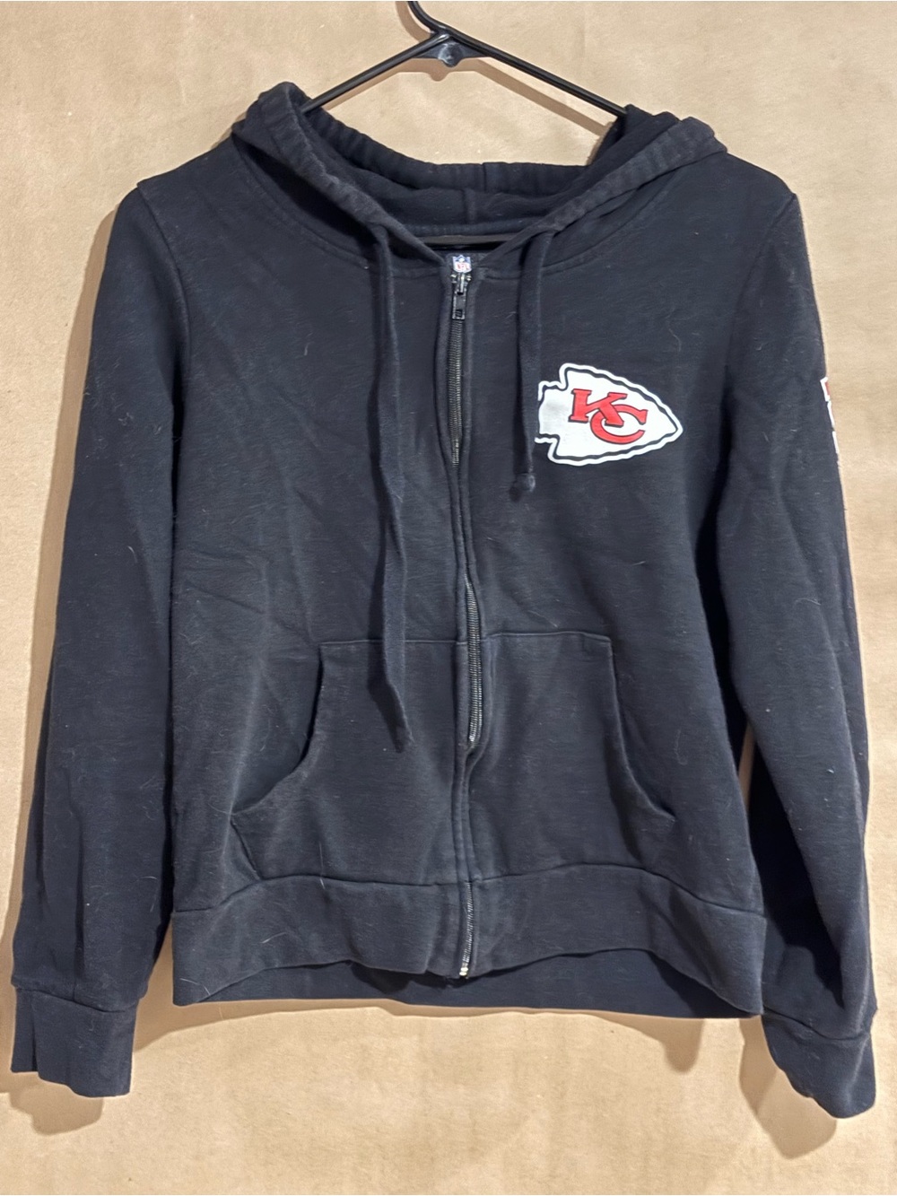 NFL Black Kansas City Chiefs Zip-Up Hoodie with KC Patch